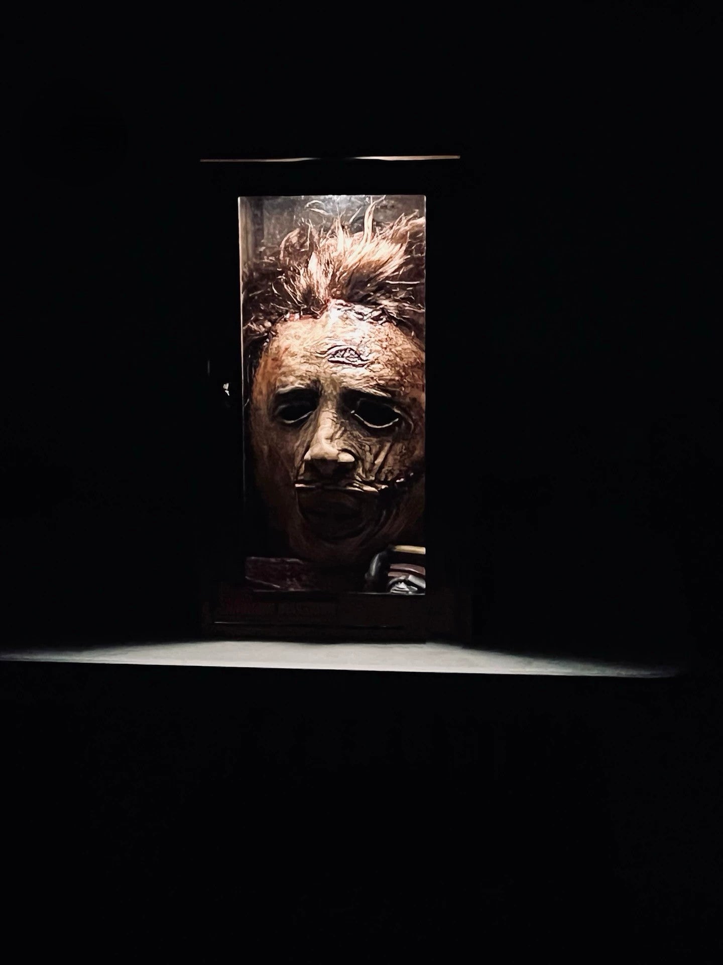 Handmade Horror Movie Inspired Prop Mask Head Bust Sculpture, Charred Wood LED Light Up Display, Gothic Decor Collector Gift